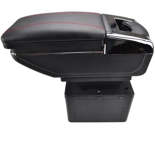 CIENUWPD Center Center Konsole Drehbare Armlehne Auto Arm Rest Lagerung Box Tasse Halter für FIAT Punto Palio Brava Bravo 500 Linea Marea(Red Thread) von CIENUWPD