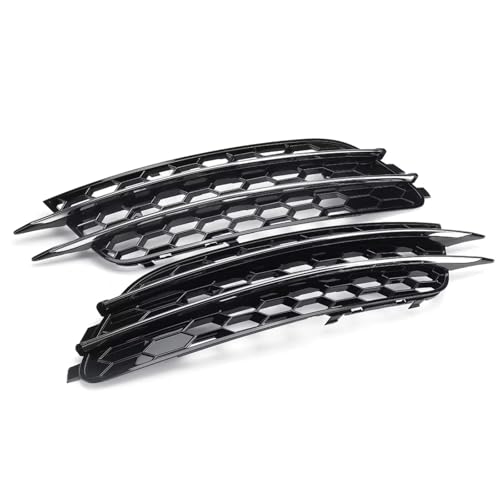 CIENUWPD Chrom/Schwarz RS6 Stil Auto Front Nebel Licht Kühlergrill Abdeckung Trim Nebel Lampe Grill Limousine Ohne Acc für Audi A6 C7 2012 2013 2014 2015(Chrome Silver) von CIENUWPD