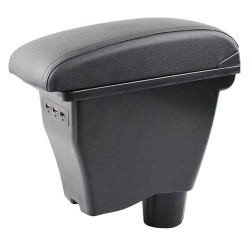 CIENUWPD Leder Armlehne Auto Lagerung USB Interface Box Arm Rest Modifikation für Smart Fortwo 2014-2019 Forfour 2017(Black Thread) von CIENUWPD