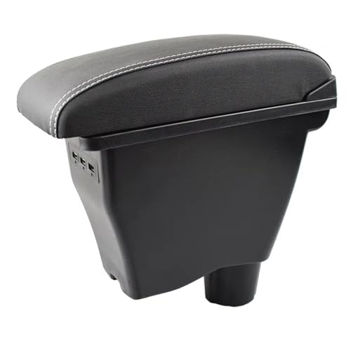 CIENUWPD Leder Armlehne Auto Lagerung USB Interface Box Arm Rest Modifikation für Smart Fortwo 2014-2019 Forfour 2017(White Thread) von CIENUWPD