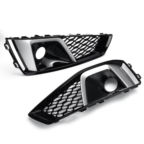 CIENUWPD Paar Auto Front Stoßstange Nebel Lampe Abdeckung Grille Honeycomb Nebel Licht Kühlergrill Abdeckung für A4 B9 S-LINE S4 2019 2020 8WD807681J 8WD807682J(Chrome Silver) von CIENUWPD