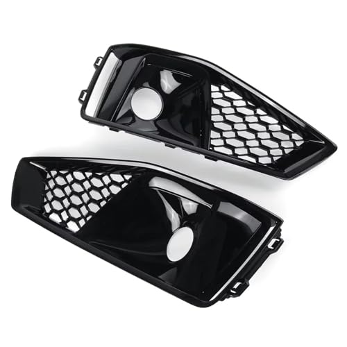 CIENUWPD Paar Auto Front Stoßstange Nebel Lampe Abdeckung Grille Honeycomb Nebel Licht Kühlergrill Abdeckung für A4 B9 S-LINE S4 2019 2020 8WD807681J 8WD807682J(Glossy Black) von CIENUWPD