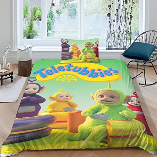 CIFEAR 3D Bettbezug Bettwäsche Geeignet FürKinder Und Jugendliche Teletubbies Muster Modern Mikrofaser Bettbezüge Mit Reißverschluss Und Kissenbezug Single（135x200cm） von CIFEAR