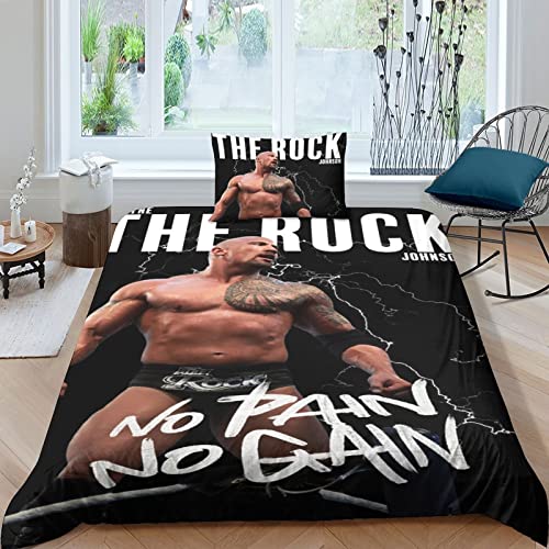 CIFEAR 3D Bettbezug Bettwäsche Geeignet FürKinder Und Jugendliche The Rock Muster Modern Mikrofaser Bettbezüge Mit Reißverschluss Und Kissenbezug Single（135x200cm） von CIFEAR