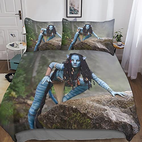 CIFEAR Avatar Bettwäsche-Set, 3D Drucken Avatar, Set Mit Kissenbezug Und Bettbezug, Bettwäsche, Zipper Öffnen Und Schließen, Geschenke Für Kinder Double（200x200cm） von CIFEAR