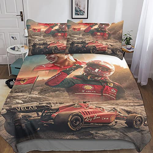 CIFEAR Bedding 3D F1-Rennen Bettbezug Kissenbezug, Mikrofaser, F1-Fahrer Bettbezüge Set Bettwäsche Mit Reißverschluss Für Erwachsene Oder Kind Double（200x200cm） von CIFEAR