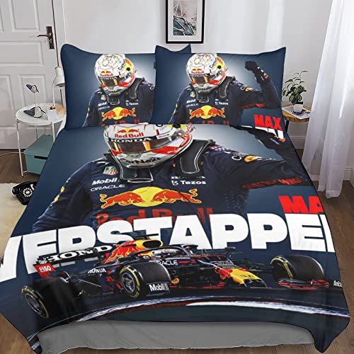 CIFEAR F1-Rennen Bettwäsche-Set, 3D Drucken F1 Drivers, Set Mit Kissenbezug Und Bettbezug, Bettwäsche, Zipper Öffnen Und Schließen, Geschenke Für Kinder King（220x240cm） von CIFEAR