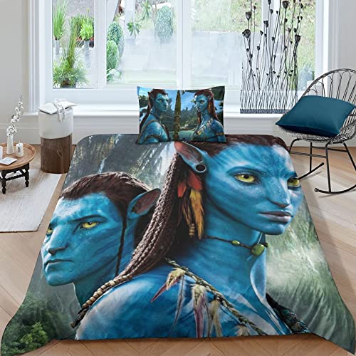 CIFEAR Kinder Bettwäsche Avatar Bettwäsche Set Bettbezüge Set Mikrofaser Avatar Bettbezug Mit Reißverschluss Und Kissenbezug Single（135x200cm） von CIFEAR
