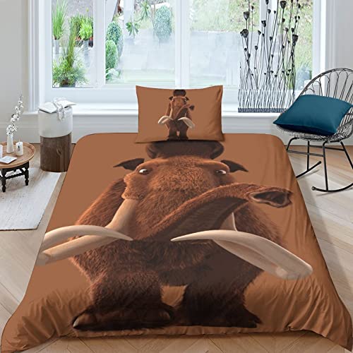 CIFEAR Mikrofaser Bettwäsche-Sets 3D Motiv Ice Age Kinderbettwäsche Mit Reißverschluss Weiche Warm Bettbezug Mit Kissenbezug Für Jungen Mädchen Single（135x200cm） von CIFEAR