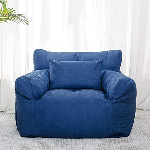 Bean Bag Chair Cover (No Filler), Ultra Soft Comfy Lazy Lounger Seat Bean Bag Sofa Tatami Pouf Back High Bean Bag Chair Couch for Erwachsene und Kinder, drinnen und draußen ( Farbe : Königsblau ) von CIFFRA