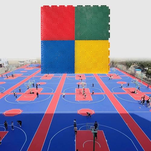 CIFIEXUE Modulare Ineinander Greifende Bodenfliesen Für Den Außenbereich Basketballplatz Wetterfeste rutschfeste Kommerzielle Ineinander Greifende Matten Für Bodenbeläge 1 10 16 32 Stück Drainag von CIFIEXUE