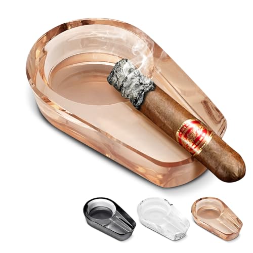 CIGARLOONG Aschenbecher Portable Reise 2 Slot für Haushalt Desktop Patios Innen Outdoor Büro Dekoration Zigarren Aschenbecher (Gelb) von CIGARLOONG