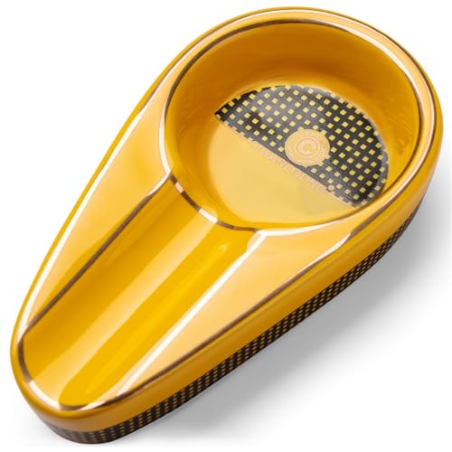 CIGARLOONG Zigarre Aschenbecher Single Classic Ceramic Aschenbecher Außen- oder Innenbereich(Kolorit:Yellow) von CIGARLOONG