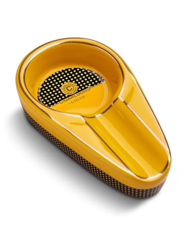 CIGARLOONG Cigar Aschenbecher Single Classic Ceramic Aschenbecher Außen- oder Innenbereich(Kolorit:Yellow) von CIGARLOONG
