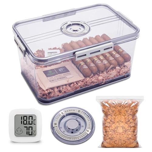 CIGARLOONG Zigarren Humidor Große Unterbringung 100 Zigarren, Eingebaute Hygrometer Transparente Zigarren Aufbewahrungsbox Ausgestattet mit Zedernholz Chips und Feuchtigkeitspaket(Keine Zigarren) von CIGARLOONG