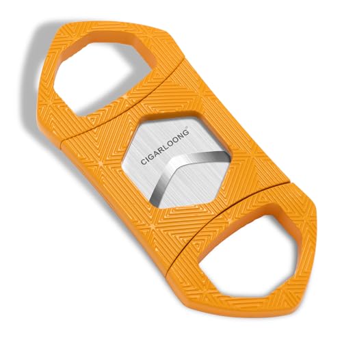 CIGARLOONG Zigarrenschneider Sechseck Edelstahl Sharp Blade Guillotine (Orange) von CIGARLOONG