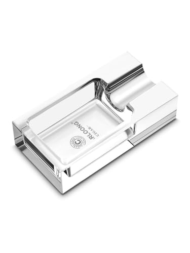 Zigarrenaschenbecher aus Glas und Kristall, elegant, bruchsicher, perfekt für den Innen- und Außenbereich, Terrasse, Zuhause oder Büro, mit Geschenkbox (weiß) von CIGARLOONG