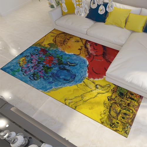 CIHCOHOME Bunte Teppiche Surrealismus Bereich Teppich Marc Chagall Kunstwerk Thema Bodenmatte für Wohnen Esszimmer Zimmer Eingangsbereich Dekor Kunstliebhaber Geschenk Teppich 60x90cm von CIHCOHOME