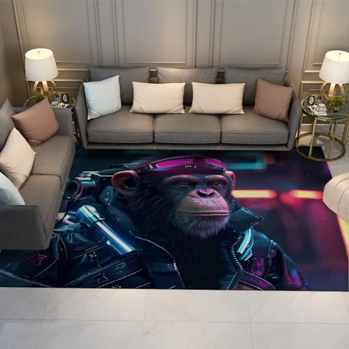 CIHCOHOME Cyberpunk-Stil rutschfeste Raumdekoration Teppiche Orang-Utan trägt Brille personalisierte Tiere Bodenmatte für Schlafzimmer Wohnzimmer Dekor 60x90cm von CIHCOHOME