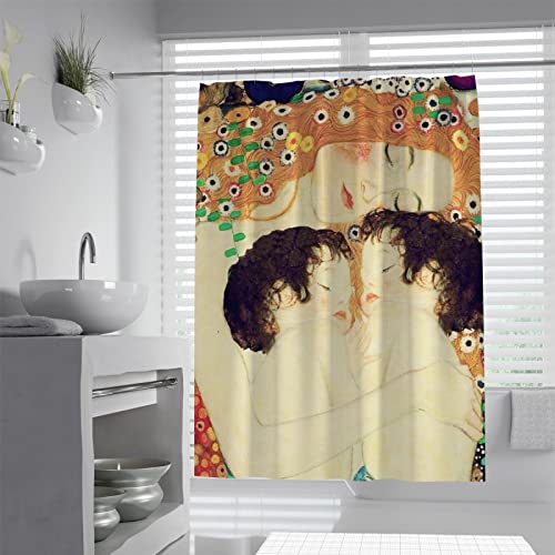 CIHCOHOME Eltern-Kind-Duschvorhang Gustav Klimt Mütter Kinder Kunstwerk Landschaft Kunst Badezimmer Duschvorhänge Home Hotel Qualität Schnell trocknend 153x183cm von CIHCOHOME