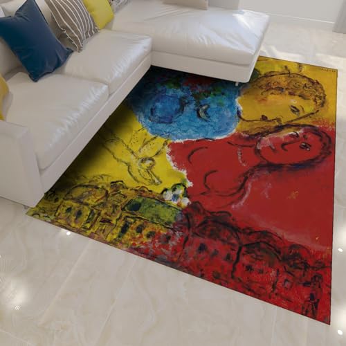 CIHCOHOME Home Bereich Teppich Marc Chagall rutschfeste Fußmatte Eingangsteppich für Wohnzimmerszenen in Vier weichen Teppichen maschinenwaschbar 60x120cm von CIHCOHOME