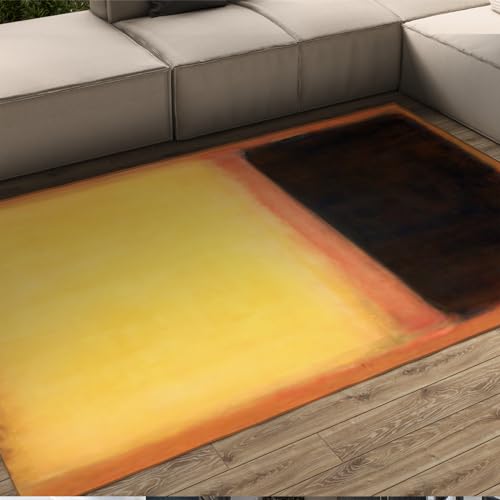 CIHCOHOME Mark Rothko Area Teppich Zeitgenössischer Teppich & Wohnkultur Schwarz-gelber Teppich für Eingangsbereich Waschbarer Rutschfester weicher niederfloriger Innenraumdekor 60x90cm von CIHCOHOME