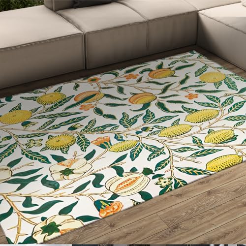 CIHCOHOME Retro Rustikaler Design-Teppich für Schlafzimmer William Morris Obstmotiv Wohnkultur Ultraleichter Vintage-Großflächenteppich rutschfeste Fußmatte 150x210cm von CIHCOHOME