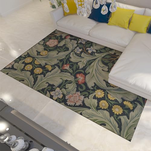 CIHCOHOME Vintage Blumendruck Teppiche William Morris Rustikaler Design-Teppich für Wohnzimmer Nachttisch Gartenpflanze Blume rutschfeste Matte für Esszimmer 180x240cm von CIHCOHOME