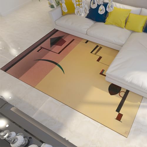 CIHCOHOME Wassily Kandinsky Bereich Teppich Gelbe Teppiche für Schlafzimmer Straßenlaterne Abstrakter geometrischer Teppich Rutschfester Bereich Läufer Teppich für Hauseingang Dekor 60x90cm von CIHCOHOME