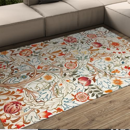 CIHCOHOME William Morris Stil Haustürmatte Retro Blumen Original Design Teppiche Ländliche weiche Fußmatten für Eingangsbereich Schlafzimmer Wohnzimmer Dekor 100x150cm von CIHCOHOME