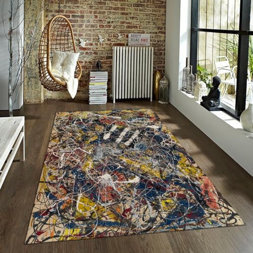 CIHCOHOME World Classic Malerei Bereich Teppiche Jackson Pollock Abstrakter Stil Teppich für Bauernhaus Zimmer Eingangsbereich Ländliche Landschaft Teppich für Bodentür 180x270cm CIHCOHOME World Classic Malerei Bereich Teppiche Jackson Pollock Abstrakter Stil Teppich für Bauernhaus Zimmer Eingangsbereich Ländliche Landschaft Teppich für Bodentür 180x270cm von CIHCOHOME