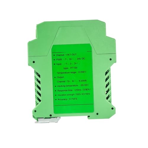 Temperaturtransmitter PT100 0–100 °C, 0–200 °C, 0–300 °C, Temperaturkonverter 4–20 mA, 0–10 V, 1 Eingang, 1 Ausgang, PT100-Sensor(0-500C to 0-5V) von CIJIAOPOYU