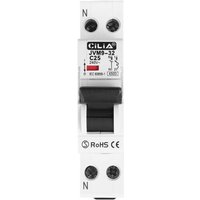CILIA Leitungsschutzschalter, DPN 1P+N 220 V von 1 DIN-Modul, 4,5 kA 30 mA In=25 A (JVM9-32-1P-25A) von CILIA