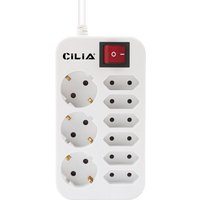CILIA Steckdosenleiste Mehrfachsteckdose mit Schalter 9-Fach (3 Schuko + 6 Euro Steckdose/Eurostecker), Kippschalter & Kindersicherung, 3680W Max, 9 von CILIA