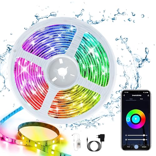 CILIENG LED Streifen 5M, IP65 RGB LED Streifen Wasserdichter mit Fernbedienung und APP, 16 Mio. Farben Farbwechsel LED Lichterkette Sync mit Musik, Flexibel LED Band für TV Partei Halloween Deko CILIENG LED Streifen 5M, IP65 RGB LED Streifen Wasserdichter mit Fernbedienung und APP, 16 Mio. Farben Farbwechsel LED Lichterkette Sync mit Musik, Flexibel LED Band für TV Partei Halloween Deko von CILIENG