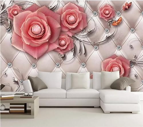 Fototapete 3D Effekt Rosa Rosen Wandtapete Moderne Wanddeko Design Wand Dekoration Wohnzimmer Schlafzimmer 400cm×280cm(Breite x Höhe) von CILODO