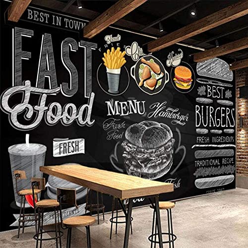 Fototapete Fototapete Wandbild 3D Tafel Handgezeichnetes Fast-Food-Burger-Restaurant 400 X 280 Cm Abziehbare Und Selbstklebende Bedruckte Wandkunst Poster Tv-Wandhintergrund Sticker Kinderzimmer Wohn von CILODO