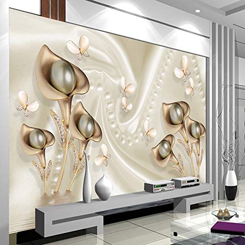 Fototapete Wandbilder 3D Effekt Abstrakte Blumen Tapete 3D Vliestapete Tapeten Wandbild Tapeten Wohnzimmer Tv Wanddeko 150cm×105cm(Breite x Höhe) von CILODO