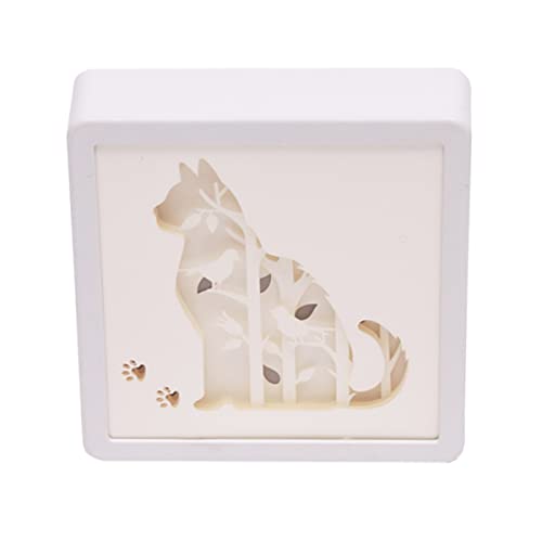CIM 3D Papercut Lightbox – SQUARE Cat – Maße: 16x5x16cm – Katze Shadowbox Wohnaccessoire - Schnitzlampe aus Papier – kreatives Nachtlicht – einzigartige Dekoration für Fensterbänke und Regale von CIM