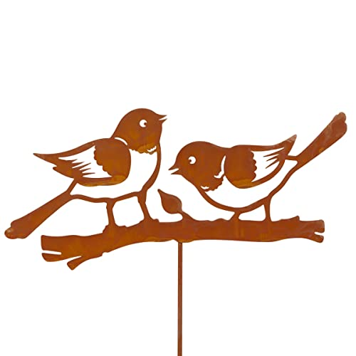 CIM Edelrost Gartenstecker – Bird Couple – Motiv-Maße: 38,5cm x 0,5cm - Gesamthöhe 112cm – inkl. Standstab - attraktive Edelrost Dekoration von CIM