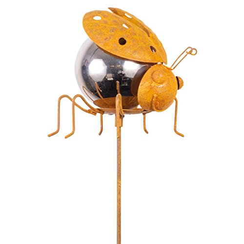 CIM Edelrost Gartenstecker Mirror - Ladybird - Gesamthöhe: 91cm - Kopf: 13,5cm x 13cm - Edelrost Gartendekoration inklusive polierter Edelstahlkugel - attraktive Gartendeko – Gartenstab - Beetstecker CIM Edelrost Gartenstecker Mirror - Ladybird - Gesamthöhe: 91cm - Kopf: 13,5cm x 13cm - Edelrost Gartendekoration inklusive polierter Edelstahlkugel - attraktive Gartendeko – Gartenstab - Beetstecker von CIM