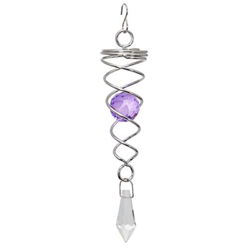 CIM Edelstahl Deko Windspirale - Little Crystal Twister Violett - Abmessung: 3x16cm - Inklusive 2 Glasobjekte mit Facettschliff - beliebig kombinierbar - inkl. Haken und Nylonschnur von CIM