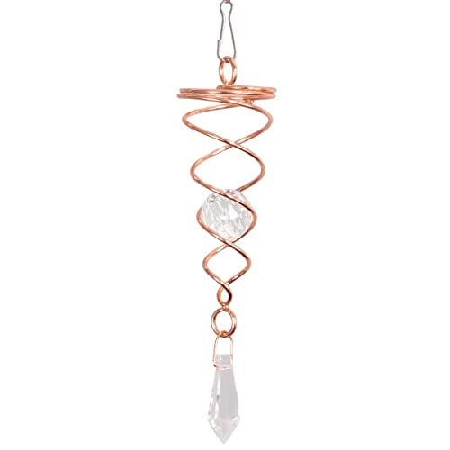 CIM Edelstahl Deko Windspirale - Little Crystal Twister - Kupfer Klar - Abmessung: 3x16cm - Inklusive 2 Glasobjekte mit Facettschliff - beliebig kombinierbar - inkl. Haken und Nylonschnur von CIM