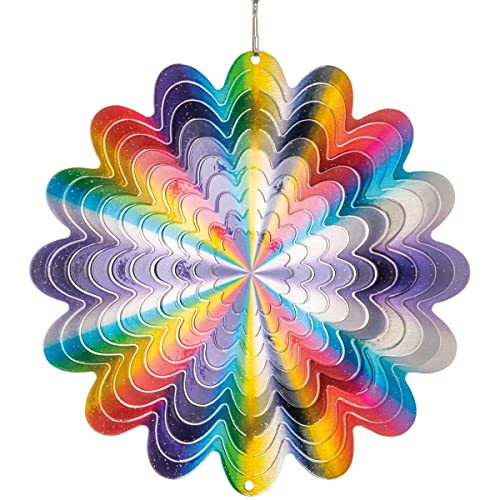 CIM Edelstahl Windspiel - Rainbow Circle - Ø 150 mm - leichtdrehendes Windmobile mit brillanten Farben - inklusive Aufhängung - attraktive Raum- Fenster und Garten-Dekoration von CIM