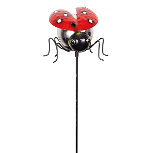 CIM Gartenstecker Marienkäfer - Mirror Ladybird - Gesamthöhe: 91cm - Kopf: 13,5cm x 13cm - Gartendekoration inklusive polierter Edelstahlkugel - attraktive Gartendeko – Gartenstab - Beetstecker von CIM