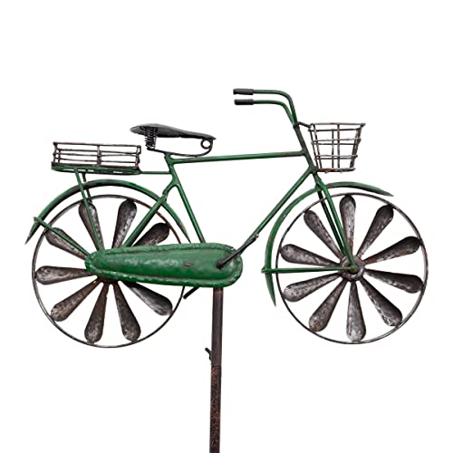 CIM Metall Gartenstecker mit Windrad - Bicycle City Bike - Motivmaße: 51 x 32cm - Höhe: 130cm - wetterfest - mit Antik-Effekt – attraktive Gartendekoration von CIM