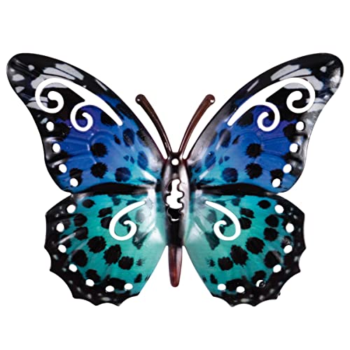 CIM Metall Wand-Deko - Schmetterling Blue DOTS Mini - 17cm - tierische 3D Wandbilder - Wandschmuck inkl. praktischer Wandbefestigung – Lebhafte Wandskulptur - Geschenkidee von CIM