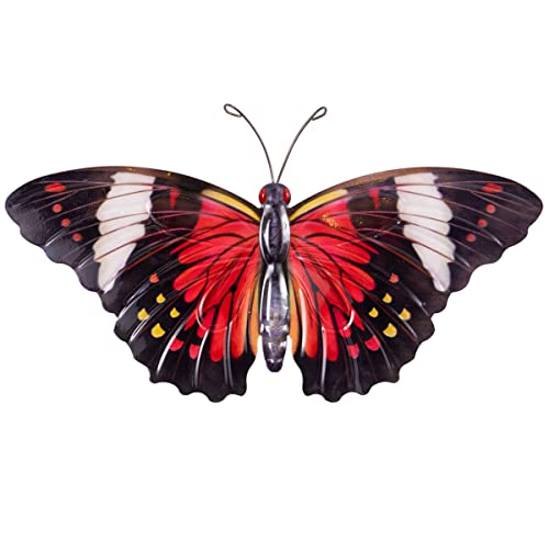 CIM Metall Wand-Deko - Schmetterling Scarlet Tiger - 35cm x 20cm - tierische 3D Wandbilder - Wandschmuck inkl. praktischer Wandbefestigung - Lebhafte Wandskulptur von CIM