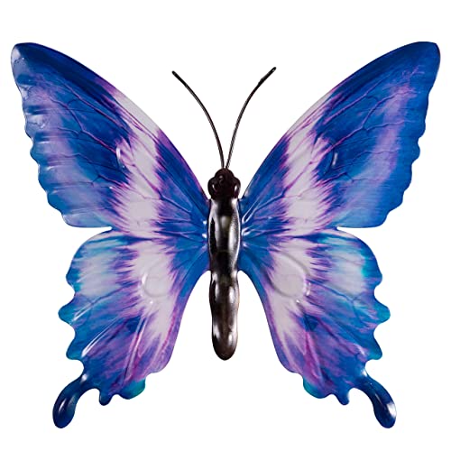 CIM Metall Wand-Deko - Schmetterling Short-Tailed Blue - 25cm - tierische 3D Wandbilder - Wandschmuck inkl. praktischer Wandbefestigung – Lebhafte Wandskulptur - Geschenkidee von CIM