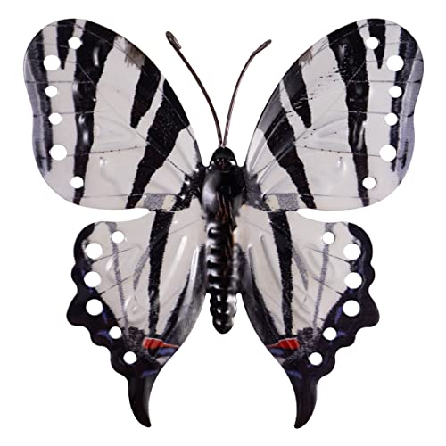 CIM Metall Wand-Deko - Schmetterling Zebra - 22cm - tierische 3D Wandbilder - Wandschmuck inkl. praktischer Wandbefestigung – Lebhafte Wandskulptur - Geschenkidee von CIM